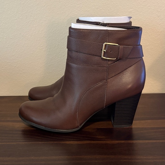 Cole Haan Brown Heeled Boots with Buckle - Picture 1 of 9